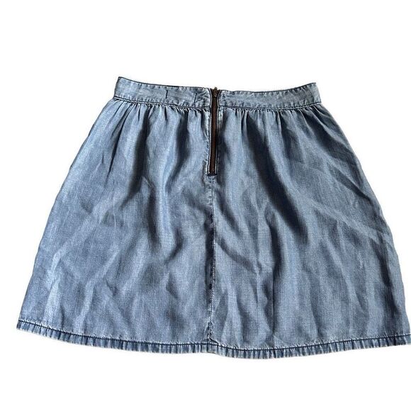 Madewell Chambray A-Line Skirt Womens Blue Zipper Back - Picture 2 of 5